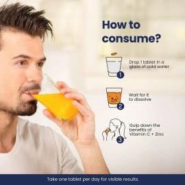 Wellbeing Nutrition Vitamin C + Zinc | Natural and Organic Immunity Booster | 100% RDA Vitamin C (96 Effervescent Tablets)(Pack Of 6)