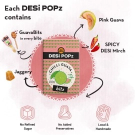 GO DESi POPz with Bits- Chilli Guava (40 Pcs) | DESi POPz | Fruit Snacks | Lollipop for kids, 440gm