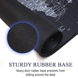 INOVERA (LABEL) World Map Extended Anti Slip Rubber Gaming Stitched Mouse Pad Desk Mat for Computer Laptop (Black, 890L x 400B x 2H mm)