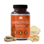 SAPTAMVEDA Natural Safed Musli Veg Capsules, 500 MG Each with Extract 60 Capsules (Pack of 1)