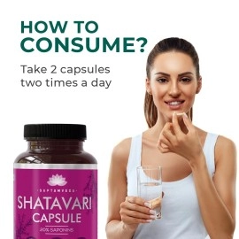 SAPTAMVEDA Organic Shatavari Capsules with 20% Extract - 60 Capsules, 500 MG Each