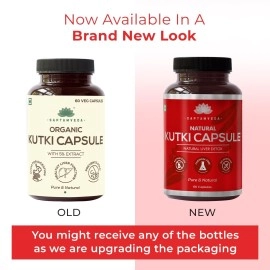 SAPTAMVEDA Organic Kutki Veg Capsules, 500 MG Each with Extract - Liver Support & Detox (Pack of 1)