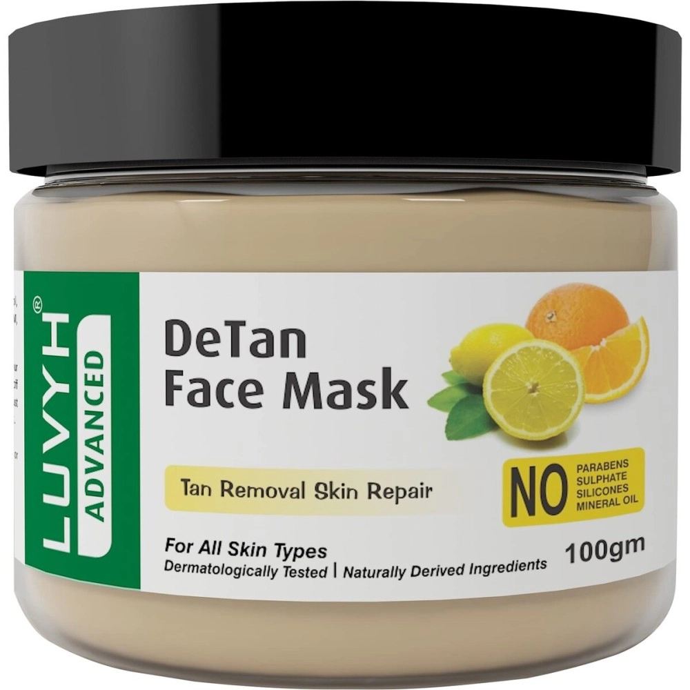 Luvyh De Tan Mask for Tanning & Dark Skin | Cleans pores | Removes blackheads | Improves skin tone & texture |Skin Brightening & Tightening |suitable for all skin type 100g | For Women & Men |No Para
