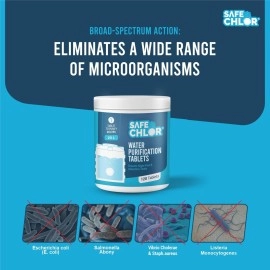 Safe Chlor Tab 20 | Chlorine Tablets for 20 Liters Drinking Water | Water Purification for Pot Water | (120 Tablets 4 Months Mini Pack for Drinking Water Treatment)