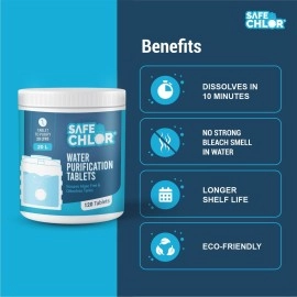 Safe Chlor Tab 20 | Chlorine Tablets for 20 Liters Drinking Water | Water Purification for Pot Water | (120 Tablets 4 Months Mini Pack for Drinking Water Treatment)