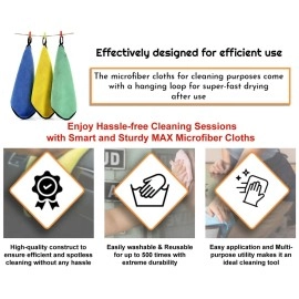 MAX Microfiber Cloth for Car Cleaning (800 GSM, Pack of 3, Size: 30 x 40 cm) Double Sided, Extra Thick Plush Towel for Car Detailing, Cleaning, Washing and Polishing, Color: Yellow/Grey