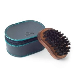 Man Arden Pocket Size Beard Brush with Hand Crafted Premium Wood Handle with Premium Faux Leather Pouch