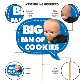 Zyozique 18 Pieces Boss Baby Birthday Photo Booth Props With Wooden Sticks for Party Decorations and Supplies