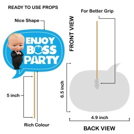 Zyozique 18 Pieces Boss Baby Birthday Photo Booth Props With Wooden Sticks for Party Decorations and Supplies
