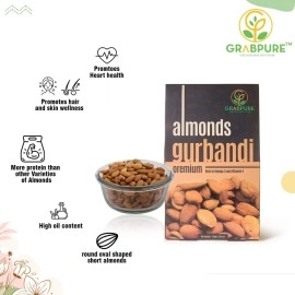 GRABPURE 100% Pure Afghan gurbandi almonds/gurbandi badam 250 Grams (Rich in Oil)
