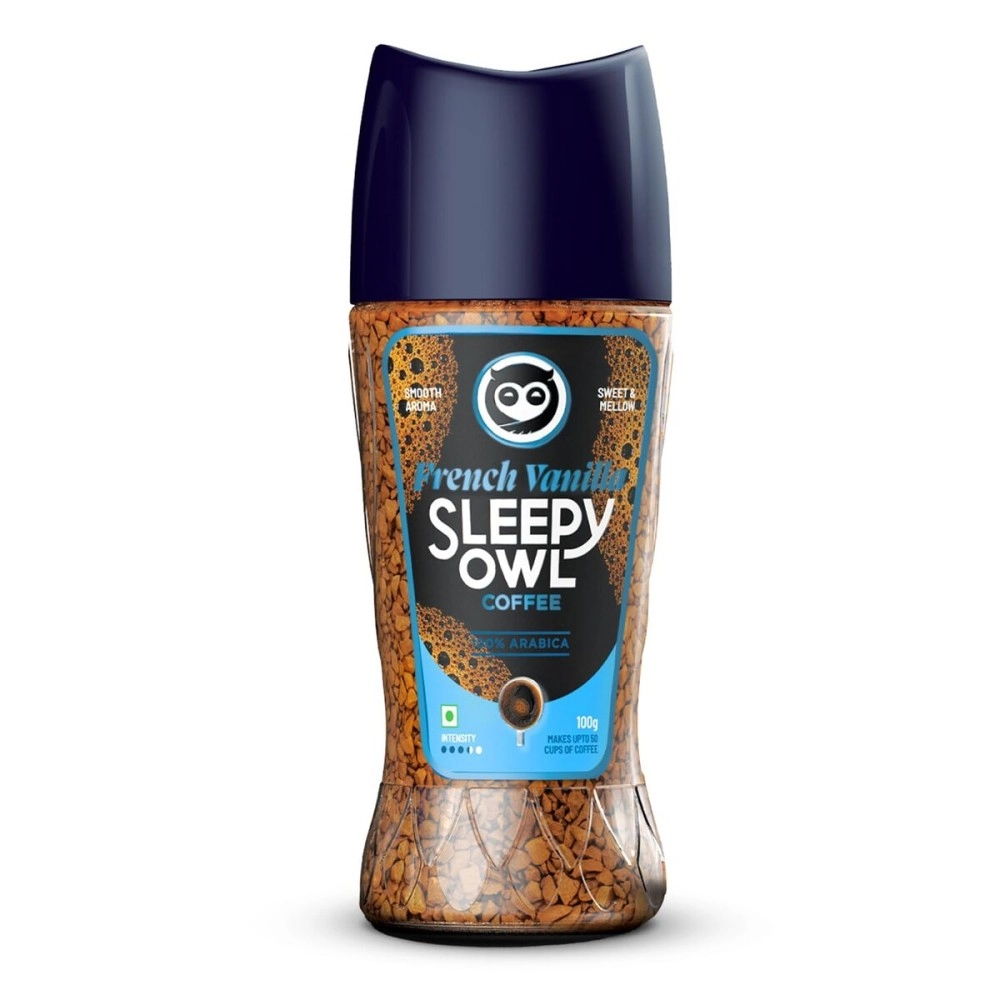 Sleepy Owl French Vanilla Premium Instant Coffee | 100% Arabica | Microground Technology | Ready in Seconds | Makes 50 Cups | 100g