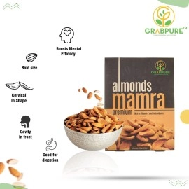 GRABPURE 100% Pure Iranian Mamra Almonds/Mamra Badam Dry Fruits- 250 Grams