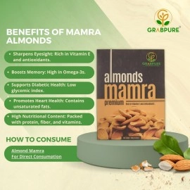 GRABPURE 100% Pure Iranian Mamra Almonds/Mamra Badam Dry Fruits- 250 Grams