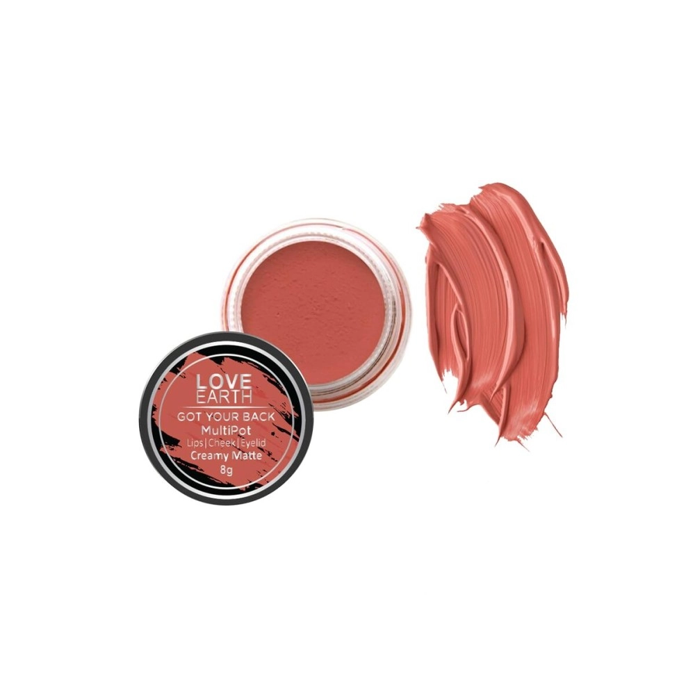 Love Earth Lip Tint & Cheek Tint Multipot-Got Your Back With Richness Of Essential Oils And Vitamin E For Lips, Eyelids & Cheeks, Matte Finish - Coral