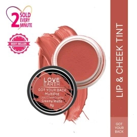 Love Earth Lip Tint & Cheek Tint Multipot-Got Your Back With Richness Of Essential Oils And Vitamin E For Lips, Eyelids & Cheeks, Matte Finish - Coral