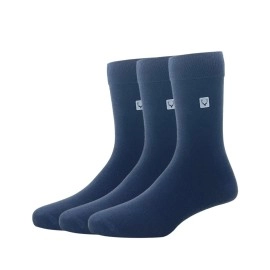 Allen Solly Men\'S Cotton Full Length Socks (Pack Of 3) - Navy