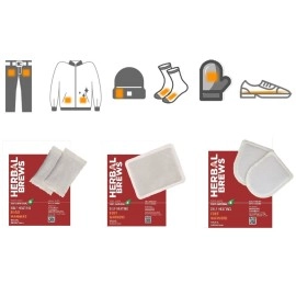 Herbal Brews - Body warmers Heat Pouch - Self Heating Warmer - Body Warmer Pouch, Long Lasting Natural Safe and Odorless Single Use Air Activated Heat Packs for Body, Up to 10 Hours of Heat - 5 Pcs
