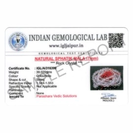 ARKAM Sphatik Mala Certfied/Natural Sphatika Mala/Sphatik mala Original (Size: 7mm, Length: 30 inches, Beads: 108+1)