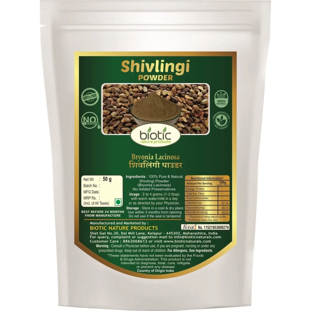 Biotic Shivlingi Seed Powder (Bryonia Laciniosa) Shivlingi Beej Powder - 50 gm