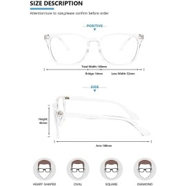 Dervin Blue Light Blocking Glasses Gaming Filter Transparent Square Eyeglasses for Eye Protection Men Women Computer/Tablet/Laptop/Mobile/TV Anti-blue & Anti eyestrain Clear White, M