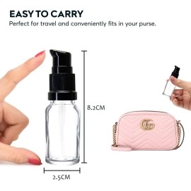 nsb herbals 10 ml Clear/Transparent Round Empty Glass Bottle With Lotion Pump And Black Cap For Essential Oils, Diy Skin Care, Cosmetics, Bottle (Pack Of 3)