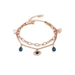 YELLOW CHIMES Evil Eye Bracelet For Women Rose Gold-Plated Crystal Studded Link Chain Charm Bracelet For Women And Girls