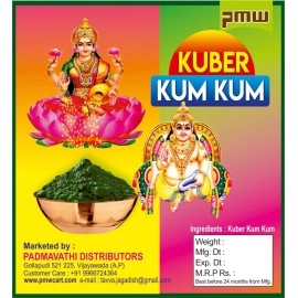 Pmw - Kuber Lakshmi Green Kumkum - for Wealth & Prosperity Original Screwpine Flower - Thalampoo Fragrance Kubera Kumkum - 250 Grams