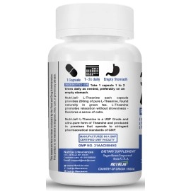 NutriJa L-Theanine 200MG 60 Capsules | Promotes natural Relaxation, Restoration and Relief of Stress | Reduces anxiety & Support Brain Health (60 Capsules), 80 grams