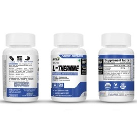 NutriJa L-Theanine 200MG 60 Capsules | Promotes natural Relaxation, Restoration and Relief of Stress | Reduces anxiety & Support Brain Health (60 Capsules), 80 grams