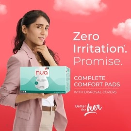 Nua Sanitary Pads For Women | Safe on Skin | Toxic-Free & Rash-Free | Unscented | 50 Ultra Thin Pads | 2 sizes in 1: Heavy Flow-XL+ & Medium-XL | Leakproof | With 50 Paper Disposal Pouches| Bulk Pack|