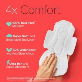 Nua Sanitary Pads For Women | Safe on Skin | Toxic-Free & Rash-Free | Unscented | 50 Ultra Thin Pads | 2 sizes in 1: Heavy Flow-XL+ & Medium-XL | Leakproof | With 50 Paper Disposal Pouches| Bulk Pack|