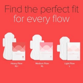 Nua Sanitary Pads For Women | Safe on Skin | Toxic-Free & Rash-Free | Unscented | 50 Ultra Thin Pads | 2 sizes in 1: Heavy Flow-XL+ & Medium-XL | Leakproof | With 50 Paper Disposal Pouches| Bulk Pack|