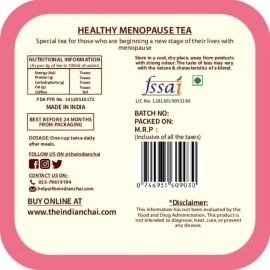 The Indian Chai - Healthy Menopause Tea 50g with Raspberry Leaves, Red Clover Flower, Vetiver Root, Guggul etc for Mood Swings, Irritability, Hot Flashes & Night Sweats Relief, Herbal Tea