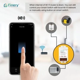 Finery 30A(6600W) BLE + WiFi Smart Switch for AC, Geyser, Water Pump, Room Heater Heavy Duty Compatible with Alexa & Google Home iOS and Android Smart Life app