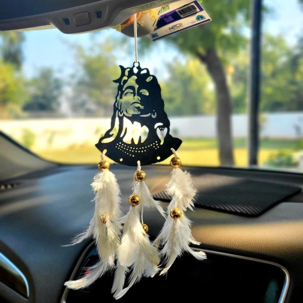 BS AMOR Dream Catcher Car Hanging White Colour Shivji Car Hanging ~ Handmade Hanging Wall Hangings, Garden, Car, Outdoor, Bedroom Pack of 1