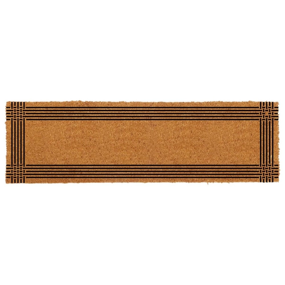 Onlymat Heavy-Duty Coir Doormat for Indoor and Covered Entrances, Weather Resistant with Anti Skid Vinyl Backing, Decorative Entryway Rug with Brown and Black Borders, 40cm x 120cm