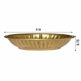 Pure Source India Brass Incense Sticks Holder, Agarbatti Stand with Ash Catcher, 4 Inch, Gold(Round)