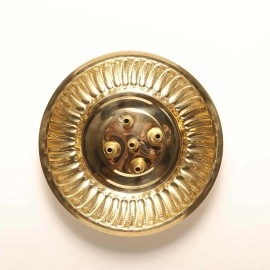 Pure Source India Brass Incense Sticks Holder, Agarbatti Stand with Ash Catcher, 4 Inch, Gold(Round)