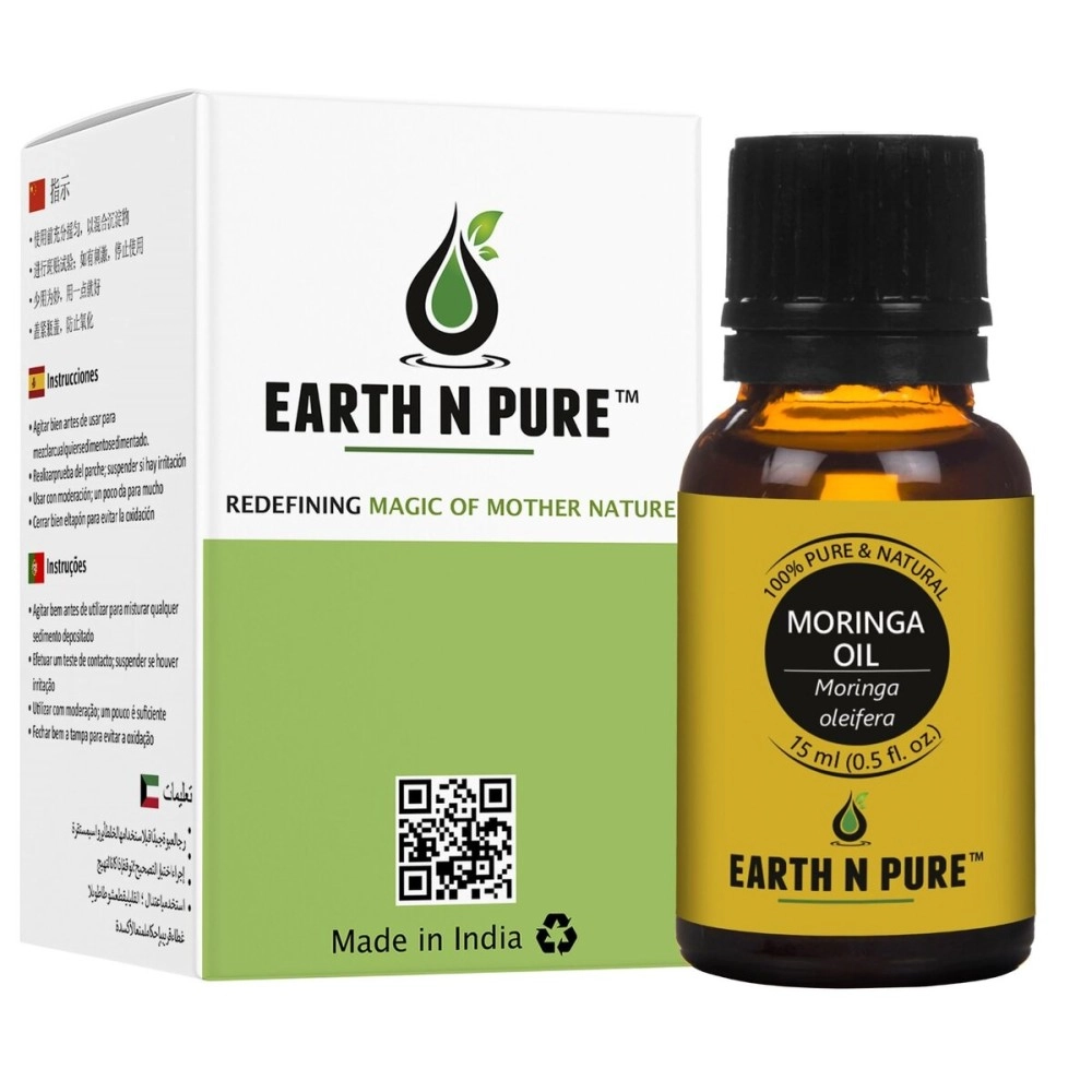 Earth N Pure Moringa Essential Oil (Behen Oil) | 15 ML | 100% Undiluted, Natural & Therapeutic Grade - Helps In Skin & Hair Care