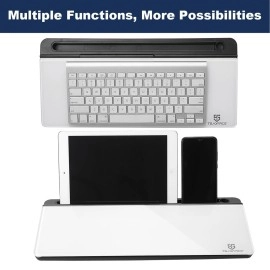 TSJ OFFICE Small Glass Desktop Whiteboard Dry-Erase-Board - Computer Keyboard Stand White Board Surface Pad with Drawer, Desk Organizers with Accessories for Home, School Supplies