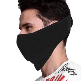 PrimeBox Half Face Cover Mask for Bike Riding Men Women Skin Friendly Breathable Uv Rays Anti Dust Sun Burn Pollution Strechable Balaclava Face Shield Pack of 1 Half Black Red Patti Ninja Mask