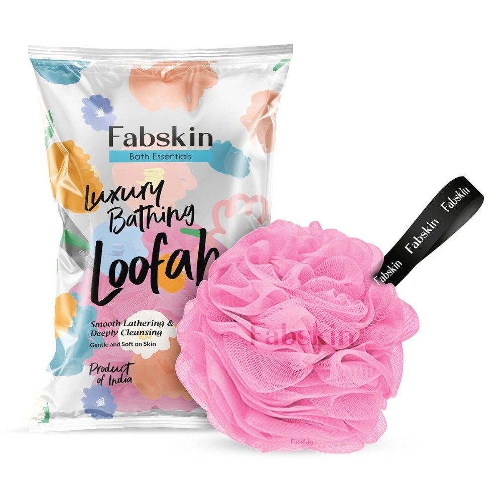 FABSKIN Loofah for Bathing | Bath Shower Sponge Scrubber Exfoliator for Women and Men | Body Wash Scrub | Bath Scrubber for Body (Pink)