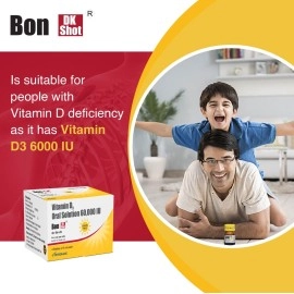 Bon Dk Shot Sugarfree Vitamin D3 Oral Solution(12 Shots Of 5Ml Each) Sugar Free Shot With Pineapple Flavour Syrup, 1 Count
