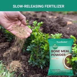 TrustBasket Organic Bone Meal for Plants Home Gardening | Steamed Bone Meal | Rich in Phosphorus and Calcium | Natural Plant Fertilizer| - 450 Grams (Set of 4)