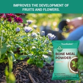 TrustBasket Organic Bone Meal for Plants Home Gardening | Steamed Bone Meal | Rich in Phosphorus and Calcium | Natural Plant Fertilizer| - 450 Grams (Set of 4)