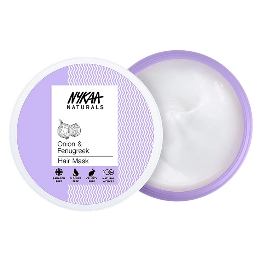 Nykaa Naturals Hair Mask-Anti-Hairfall, Strengthens Hair, Prevents Hair Loss and Thinning, Deep Nourishing-100% Natural Actives, for All Hair Types, Men and Women 200ml (Onion & Fenugreek)