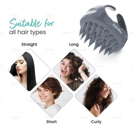 FABSKIN Hair Scalp Massager Shampoo Brush with Soft Silicone Bristles, Anti Dandruff, Exfoliating with Scalp Care (Grey)