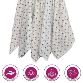 Trance Home Linen Super Soft Cotton Malmal Swaddle Cloth | Single Layer Swaddle Wrap | Multipurpose Baby Blanket (100 x 100 cm, White Boats-Pack of 5 Pc)