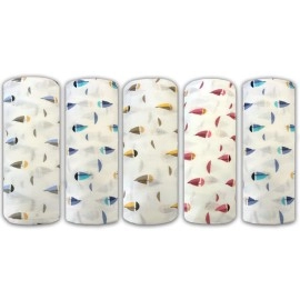 Trance Home Linen Super Soft Cotton Malmal Swaddle Cloth | Single Layer Swaddle Wrap | Multipurpose Baby Blanket (100 x 100 cm, White Boats-Pack of 5 Pc)