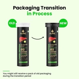 Auric Liver Detox Effervescent | 20 Tablets Fizzy Water with 10 Ayurvedic Herbs | Clinically Researched Therapeutic Ingredients | Drop, Dissolve, Fizz, Drink (20)